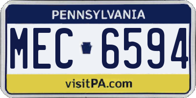 PA license plate MEC6594