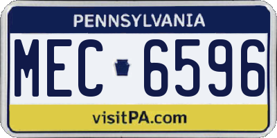 PA license plate MEC6596