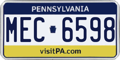 PA license plate MEC6598