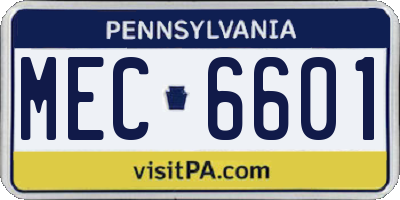 PA license plate MEC6601