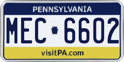 PA license plate MEC6602