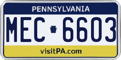 PA license plate MEC6603