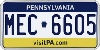PA license plate MEC6605