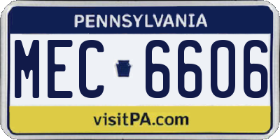 PA license plate MEC6606