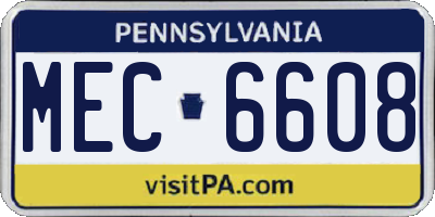 PA license plate MEC6608