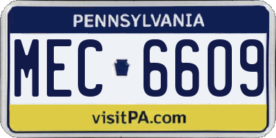 PA license plate MEC6609