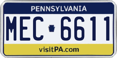 PA license plate MEC6611