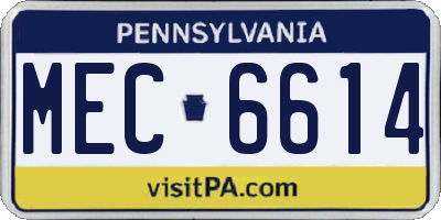 PA license plate MEC6614