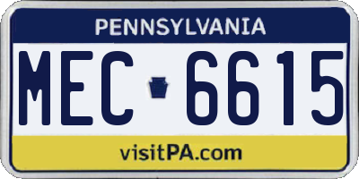 PA license plate MEC6615