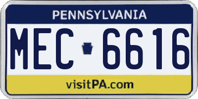 PA license plate MEC6616