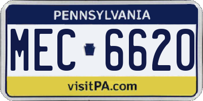 PA license plate MEC6620