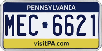 PA license plate MEC6621