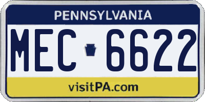 PA license plate MEC6622
