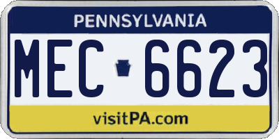 PA license plate MEC6623