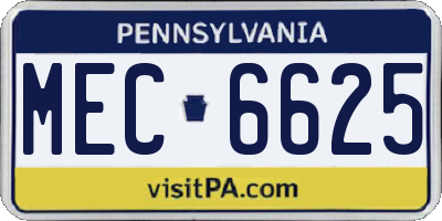 PA license plate MEC6625