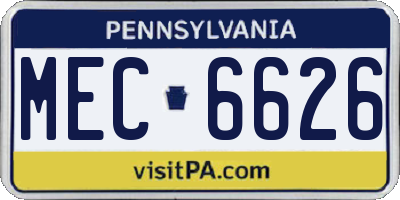 PA license plate MEC6626