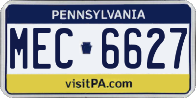 PA license plate MEC6627