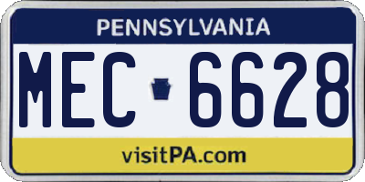 PA license plate MEC6628