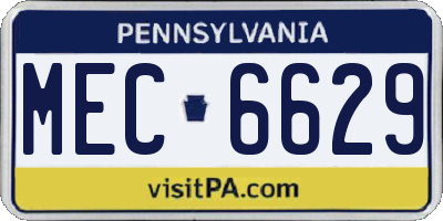 PA license plate MEC6629