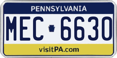 PA license plate MEC6630