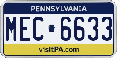 PA license plate MEC6633