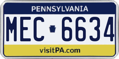 PA license plate MEC6634