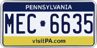 PA license plate MEC6635