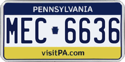 PA license plate MEC6636