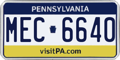 PA license plate MEC6640
