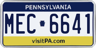 PA license plate MEC6641