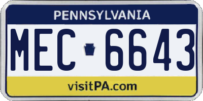 PA license plate MEC6643