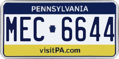 PA license plate MEC6644