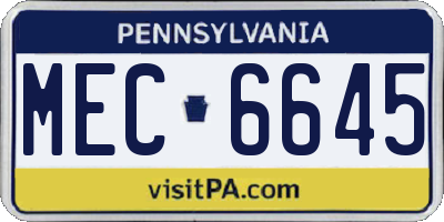 PA license plate MEC6645