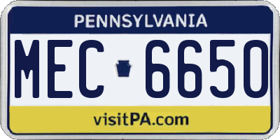 PA license plate MEC6650