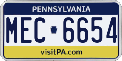 PA license plate MEC6654