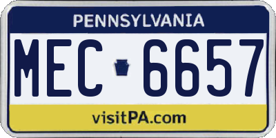 PA license plate MEC6657
