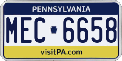 PA license plate MEC6658