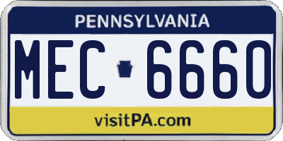 PA license plate MEC6660
