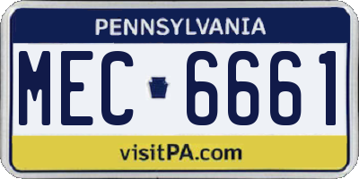 PA license plate MEC6661