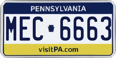 PA license plate MEC6663