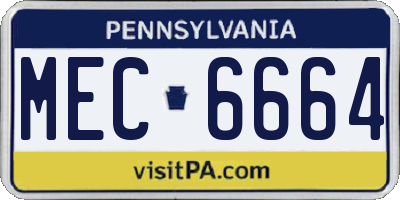 PA license plate MEC6664