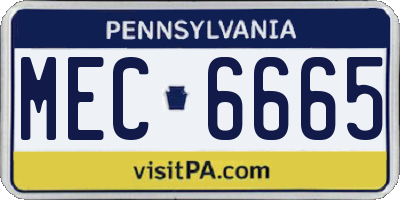 PA license plate MEC6665