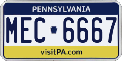 PA license plate MEC6667