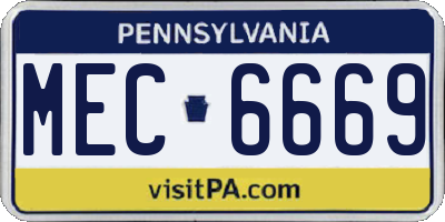 PA license plate MEC6669