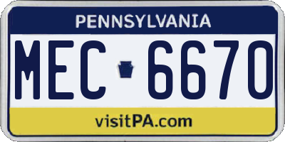 PA license plate MEC6670