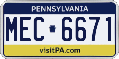PA license plate MEC6671