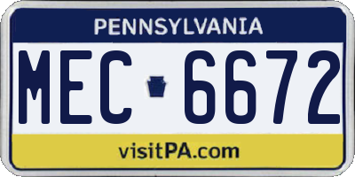 PA license plate MEC6672
