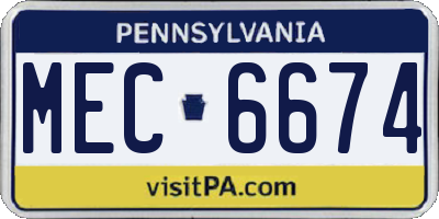 PA license plate MEC6674