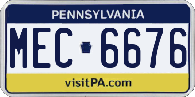 PA license plate MEC6676