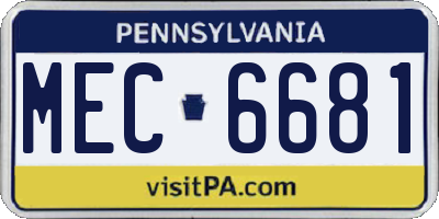 PA license plate MEC6681